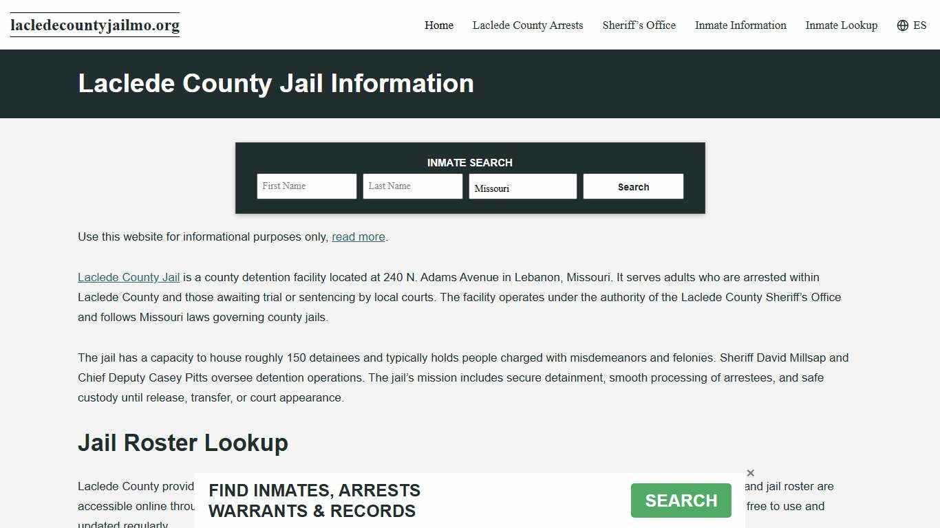 Laclede County, MO Jail Roster, Inmate Info